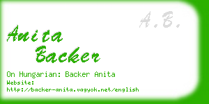anita backer business card